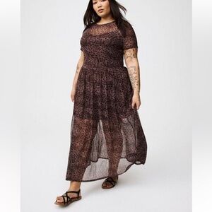 NWT Torrid mesh tea length stretch relaxed tee dress size 2 2x 18 20